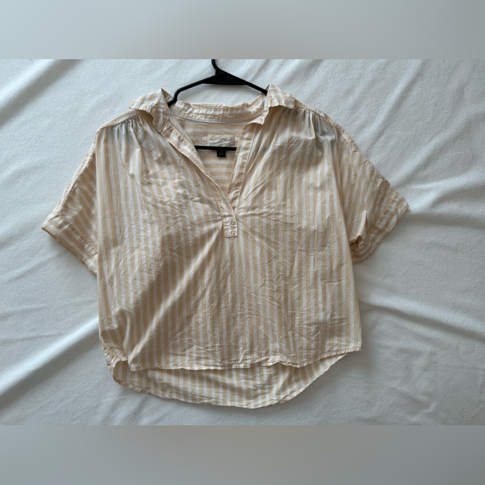 Universal thread size M yellow stripes 100% cotton blouse